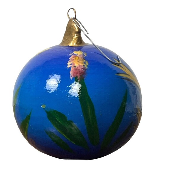Christmas Ornament Ball Mexican Folk‎ Art Pottery Hand Painted Artisan Frog Lily - Picture 3 of 6